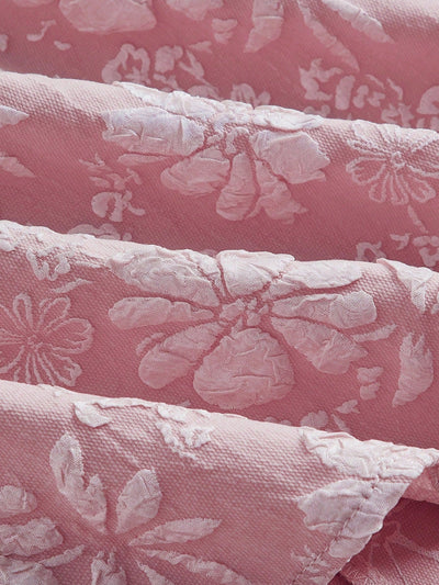 Mod vestido floral jacquard de cuello cuadrado de manga farol