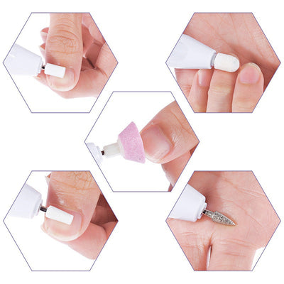 Kit Profesional para Salón de Uñas | Amoladora Eléctrica 5 en 1 con Cabezales y Polidores para Manicura y Pedicura