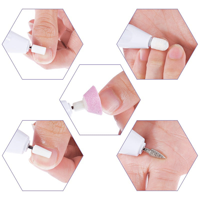 Kit Profesional para Salón de Uñas | Amoladora Eléctrica 5 en 1 con Cabezales y Polidores para Manicura y Pedicura