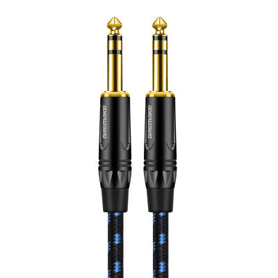 Cable de amplificador TRS de 6,35 mm/6,5 mm de 1/4 de pulgada, cable de parche de instrumento balanceado de audio estéreo recto, macho a macho, forma redonda, cable Ethernet Cat5e de categoría, para amplificador de bajo y guitarra
