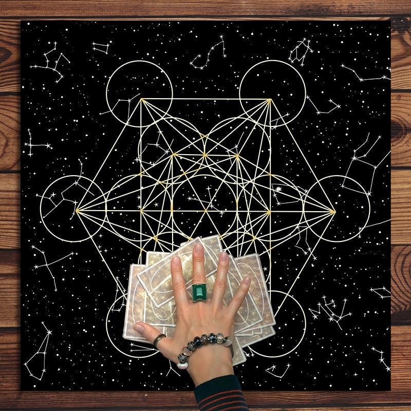 1 Pieza, Tapiz De Tarot, Mantel De Tarot Del Zodiaco, Paño De Altar De Bufanda Negra, Paño De Tarot, Baraja De Tarot, Póster De Arte De Decoración De Dormitorio De Brujería Bohemia, Suministros Para Fiestas, Decoración De Fiestas, Decoración Del Hogar, D