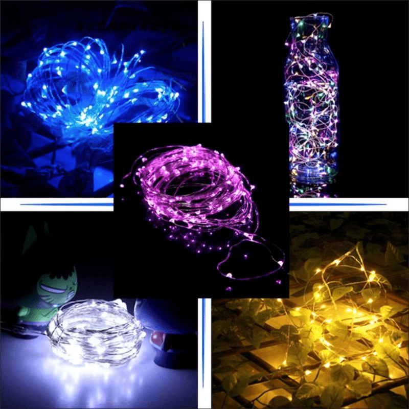 Luz de colores de 3/4/5 metros, luces con batería de botón, decoración para regalos, árbol de Navidad y fiestas