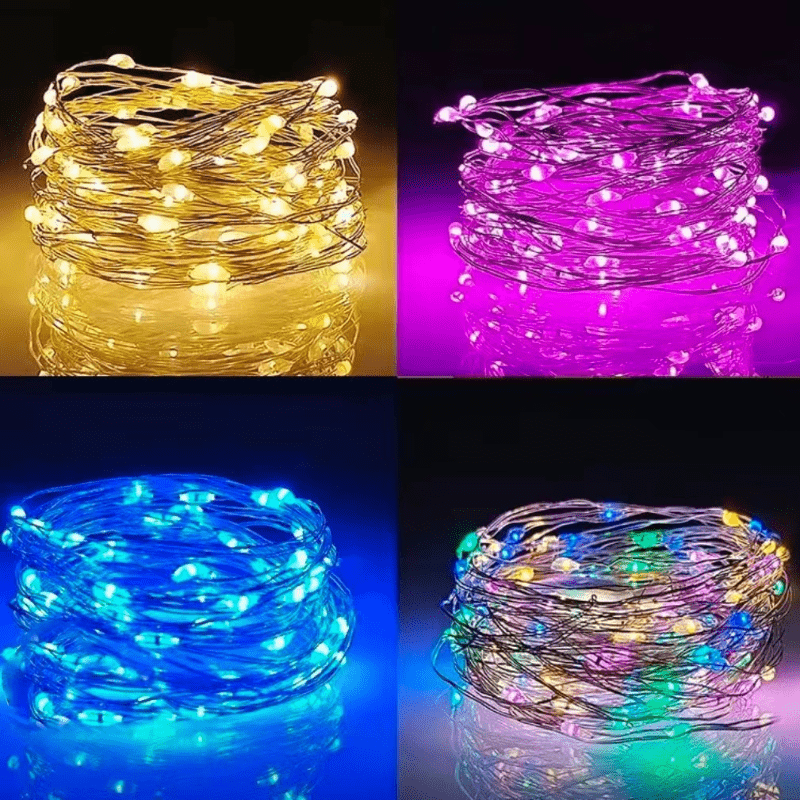 Luz de colores de 3/4/5 metros, luces con batería de botón, decoración para regalos, árbol de Navidad y fiestas
