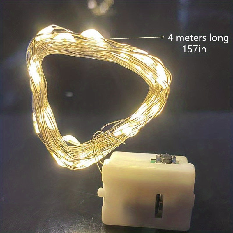 Luz de colores de 3/4/5 metros, luces con batería de botón, decoración para regalos, árbol de Navidad y fiestas