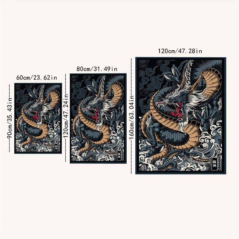 Tapete de suelo antideslizante con diseño de dragón, adecuado para puertas y decoración de sala de estar, disponible en tres tamaños.