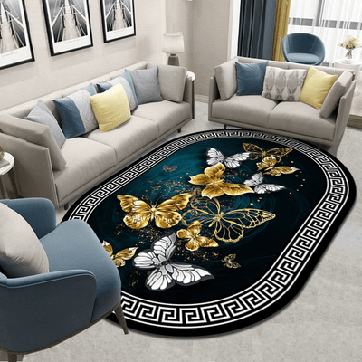 1pc Alfombra de estilo chino antideslizante y lavable, decoración de salón de lujo ligero Alfombra grande de área, poliéster 100.00% Hecha a máquina con respaldo de vinilo Pila baja Uso interior