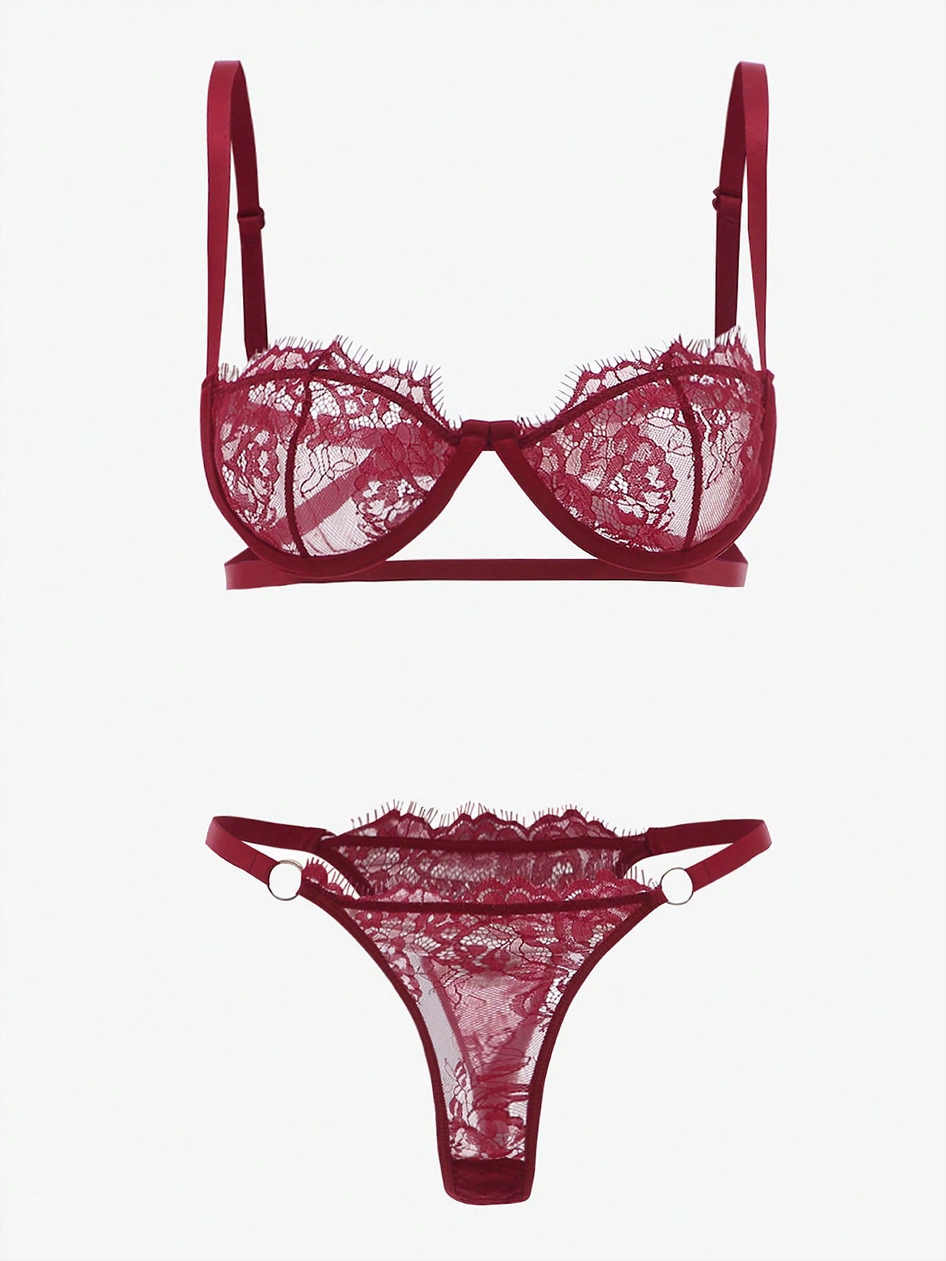 Conjunto De 2 Piezas De Ropa Interior De Encaje Para Mujeres (con Varilla)