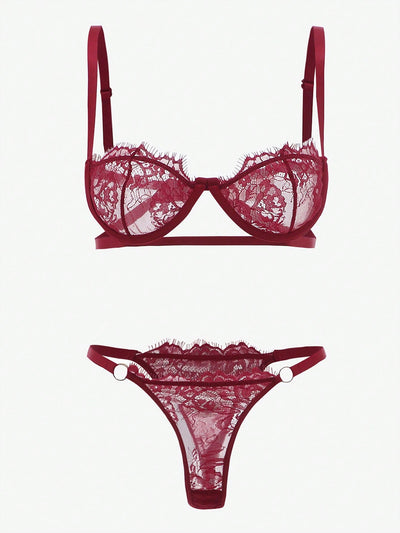 Conjunto De 2 Piezas De Ropa Interior De Encaje Para Mujeres (con Varilla)
