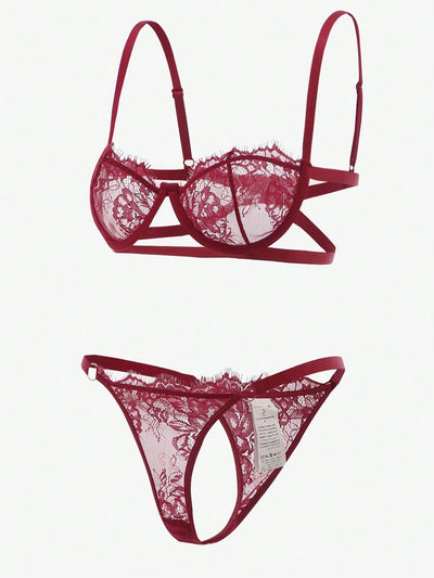 Conjunto De 2 Piezas De Ropa Interior De Encaje Para Mujeres (con Varilla)