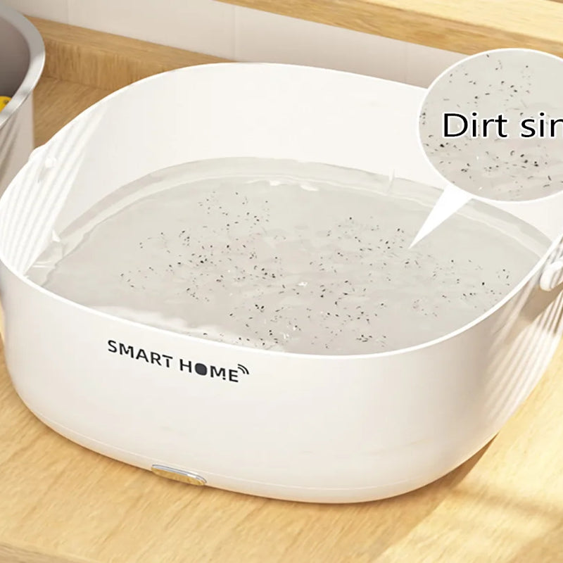 Canasta de Limpieza de Frutas y Verduras con Tecnología SmartHome Soundwave - Esterilizador de Cocina Inalámbrico para Productos Frescos, Purificador de Alimentos a Pilas, 36V o Menos, Material PP, Blanco