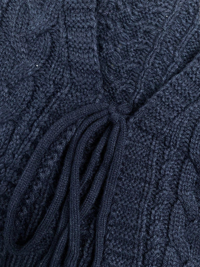 Moosta cardigan informal de manga de globo con nudo delantero de unicolor para otono/invierno