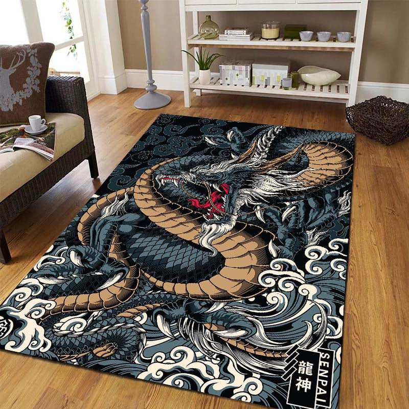 1 Pieza, Alfombra De Decoración De Halloween, Impresión De Arte De Dragón, Alfombra Con Patrón De Animales Antideslizante, Lavable Para Sala De Estar, Dormitorio Y Pasillo, Alfombra De Decoración Para El Hogar