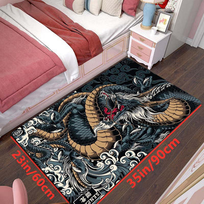 1 Pieza, Alfombra De Decoración De Halloween, Impresión De Arte De Dragón, Alfombra Con Patrón De Animales Antideslizante, Lavable Para Sala De Estar, Dormitorio Y Pasillo, Alfombra De Decoración Para El Hogar