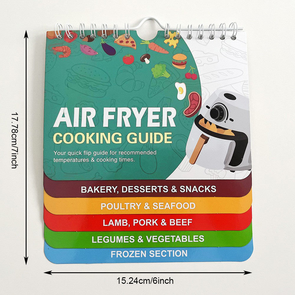 Hoja de trucos magnética para freidora de aire, guía de cocina para freidora de aire, libro de cocina con imanes, folleto de guía de cocina, 1 paquete de tabla de tiempos de cocción, libros de cocina, accesorios para freidora de aire instantánea, guía de