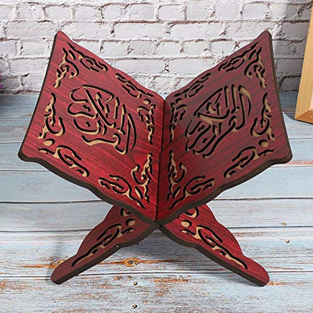 Soporte de Libro Mueble de Madera para el Corán Musulmán, Soporte de Libro de Madera Artesanal Desmontable Tallado Retro para Lectura Musulmana, Islam, Oración, Regalos