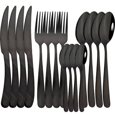 1 Juego De 16 Piezas, Vajilla De Acero Inoxidable, Cubiertos Con Espejo, Juego De Cubiertos Con Tenedor, Cuchara Y Cuchillo, Juego De Vajilla Para El Hogar Y El Hotel, Artículos De Cocina, Artículos De Cocina, Suministros De Cocina