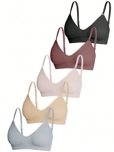 5 piezas/set sujetadores casuales sin costuras de mujer de punto de canale solido