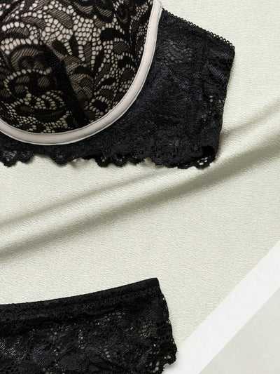 Conjunto De 2 Piezas De Ropa De Bano Para Mujeres Que Incluye Brasier Con Aro Y Encaje Con Panty Modelador