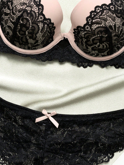 Conjunto De 2 Piezas De Ropa De Bano Para Mujeres Que Incluye Brasier Con Aro Y Encaje Con Panty Modelador