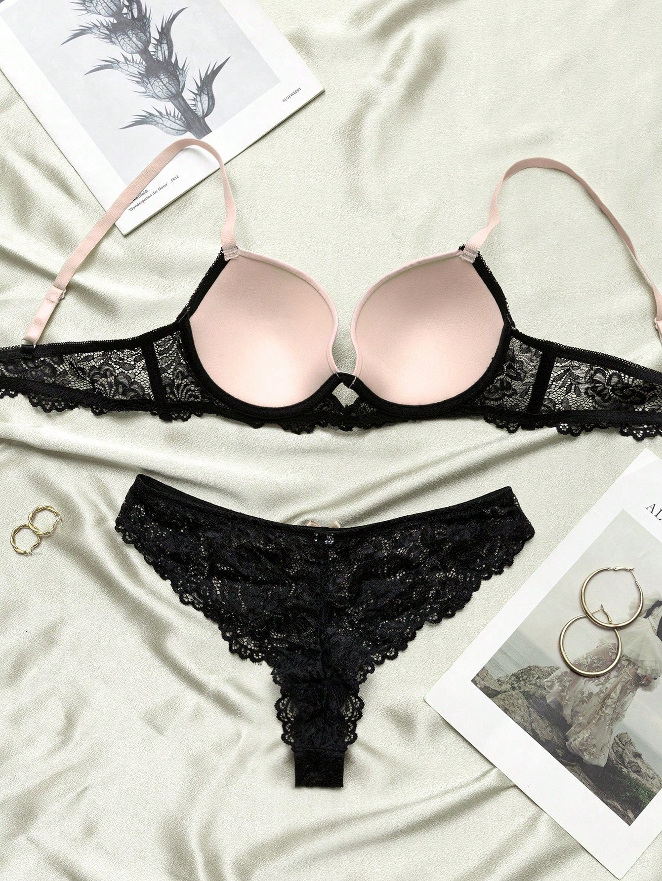 Conjunto De 2 Piezas De Ropa De Bano Para Mujeres Que Incluye Brasier Con Aro Y Encaje Con Panty Modelador
