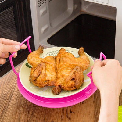 Plato de plástico para microondas 4 en 1 con tapa y rejilla de enfriamiento - Diseño duradero, resistente al calor, apilable para almacenamiento y transporte fáciles, perfecto para cocinar y servir, plato de microondas seguro|Plato apilable|Plástico dura