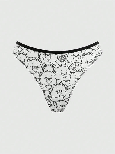 ROMWE X Care Bears Juego De Ropa Interior Blanca Con Estampado De Oso De Dibujos Animados Y Correas Finas