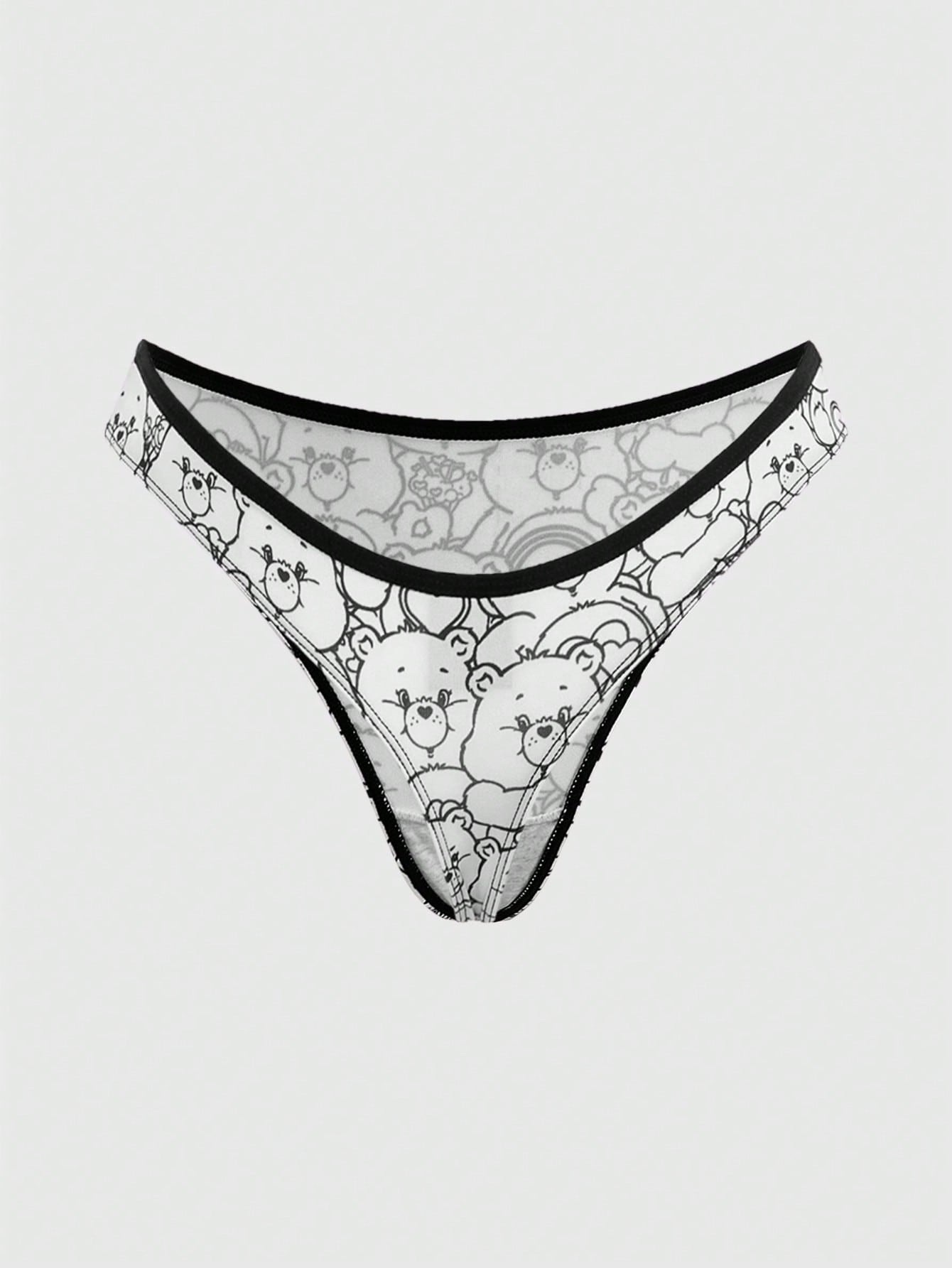 ROMWE X Care Bears Juego De Ropa Interior Blanca Con Estampado De Oso De Dibujos Animados Y Correas Finas