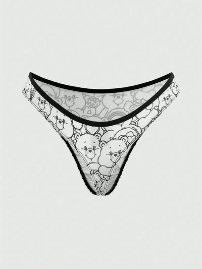 ROMWE X Care Bears Juego De Ropa Interior Blanca Con Estampado De Oso De Dibujos Animados Y Correas Finas