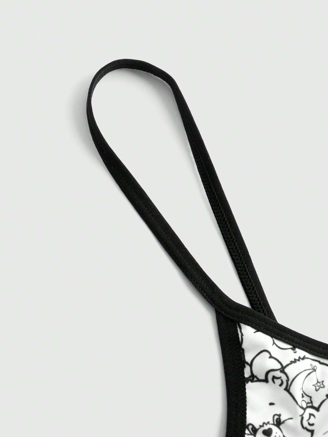 ROMWE X Care Bears Juego De Ropa Interior Blanca Con Estampado De Oso De Dibujos Animados Y Correas Finas