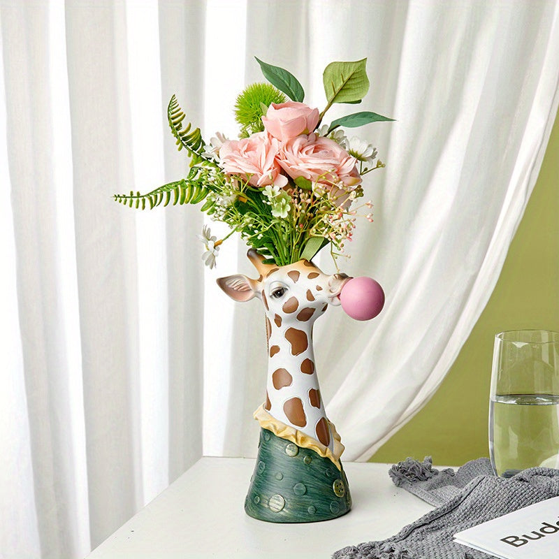 [Adorno Nórdico de Jarrón Decoración] Adorno Creativo Nórdico de Jarrón - 1 ud Decoración de Pascua para Arreglo Floral en Sala de Estar, Decoración de Animales con Jirafas y Cebras - Regalo Único de Año Nuevo