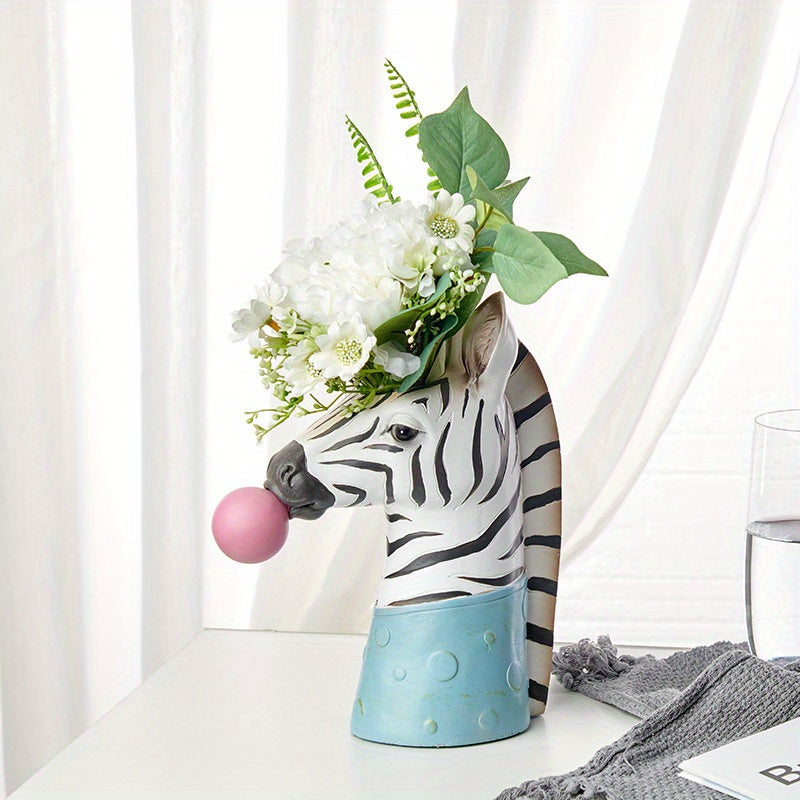 [Adorno Nórdico de Jarrón Decoración] Adorno Creativo Nórdico de Jarrón - 1 ud Decoración de Pascua para Arreglo Floral en Sala de Estar, Decoración de Animales con Jirafas y Cebras - Regalo Único de Año Nuevo
