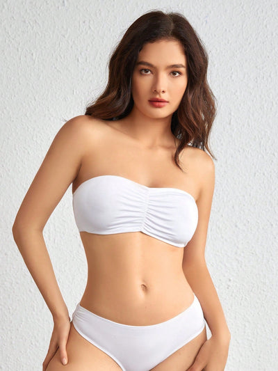 Leisure Sujetador unicolor pecho con fruncido tubo