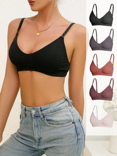 5 piezas/set sujetadores casuales sin costuras de mujer de punto de canale solido