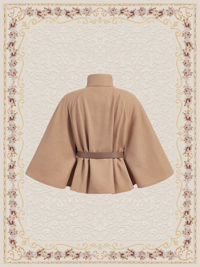 Vintamour abrigo capa elegante con cuello de pie de unicolor para mujer, para otono/invierno