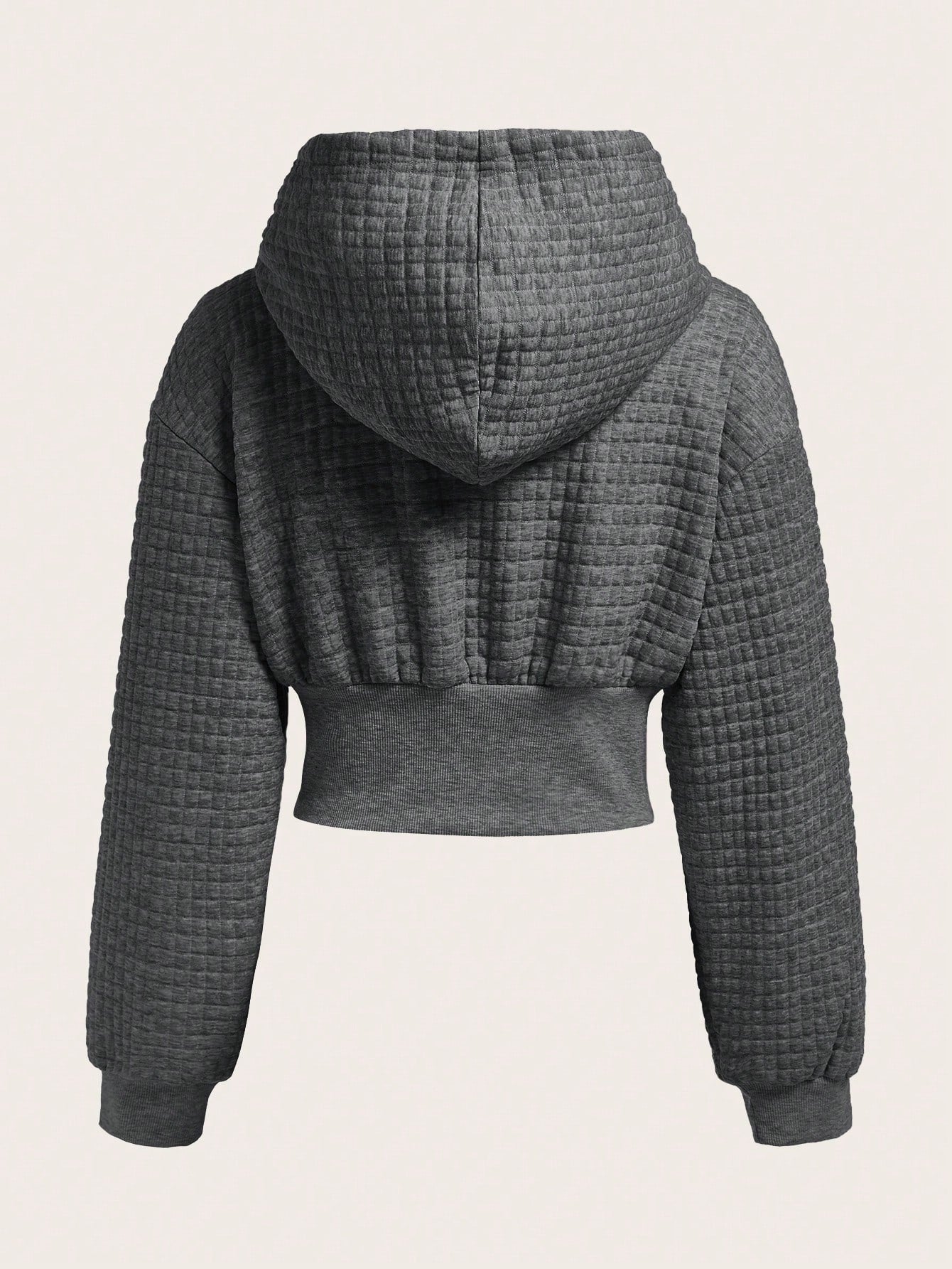 Ezwear capucha crop con slogan con parche con cordon delantero de hombros caidos