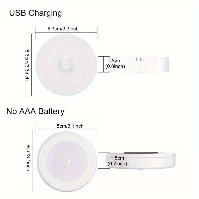 1 pieza de luz nocturna inalámbrica con sensor de movimiento, 6 detectores LED, lámpara decorativa de pared, lámpara de inducción inteligente para dormitorio, escalera, armario - Carga USB, batería recargable de polímero de litio, uso interior, iluminaci