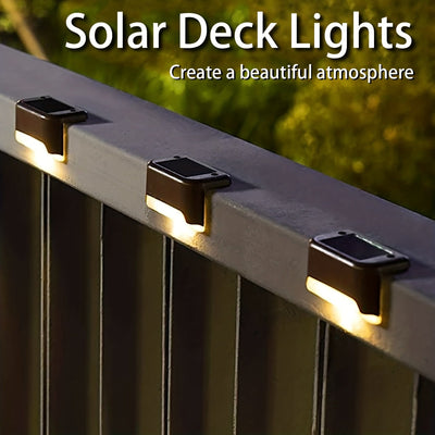 4 luces solares para exteriores, luces decorativas LED para exteriores, luces para caminos de jardín, luces para cercas al aire libre, luces solares para escalones, escaleras al aire libre, escalones, cercas, jardines, balcones, patios y caminos.