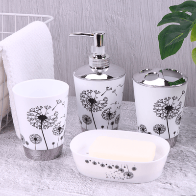 4pcs Juego De Accesorios De Baño Simple, Incluye Dispensador De Loción, Jabonera, Vaso Para Enjuague Bucal Y Porta Cepillos De Dientes, Adecuado Para La Decoración Del Baño, Set De Regalo Para La Casa