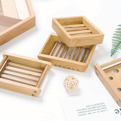 Bandeja de Jabón de Bambú Natural de Madera Caliente, Soporte de Almacenamiento, Estante de Jabón, Caja de Placa, Contenedor Portátil para Jabón de Baño