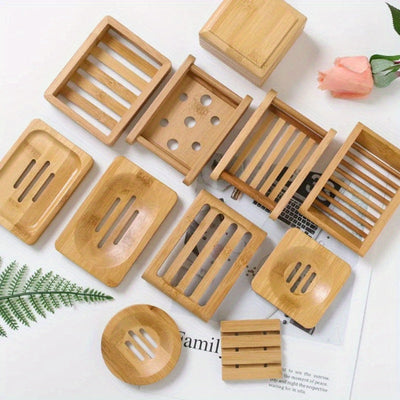 Bandeja de Jabón de Bambú Natural de Madera Caliente, Soporte de Almacenamiento, Estante de Jabón, Caja de Placa, Contenedor Portátil para Jabón de Baño