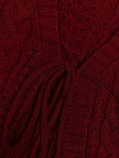 Moosta cardigan informal de manga de globo con nudo delantero de unicolor para otono/invierno
