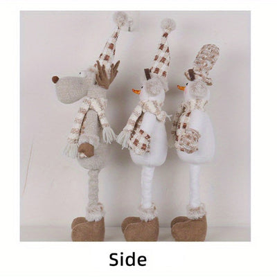 Conjunto de muñecos de nieve y renos coleccionables y estirables para Navidad - Figuras tejidas festivas para decoración navideña, decoración del hogar, 1 paquete/3 paquetes