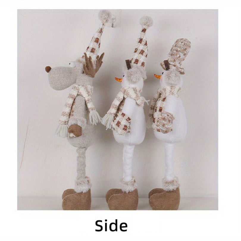 Conjunto de muñecos de nieve y renos coleccionables y estirables para Navidad - Figuras tejidas festivas para decoración navideña, decoración del hogar, 1 paquete/3 paquetes