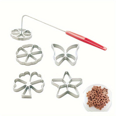 Juego de 5 cortadores de cookies en forma de flor con mango de plástico, aleación de aluminio, antiadherente, no requiere batería, perfecto para hornear y manualidades
