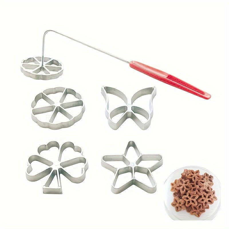 Juego de 5 cortadores de cookies en forma de flor con mango de plástico, aleación de aluminio, antiadherente, no requiere batería, perfecto para hornear y manualidades