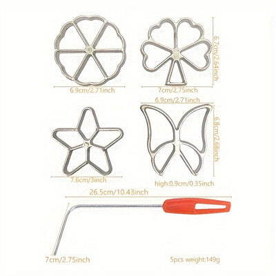Juego de 5 cortadores de cookies en forma de flor con mango de plástico, aleación de aluminio, antiadherente, no requiere batería, perfecto para hornear y manualidades