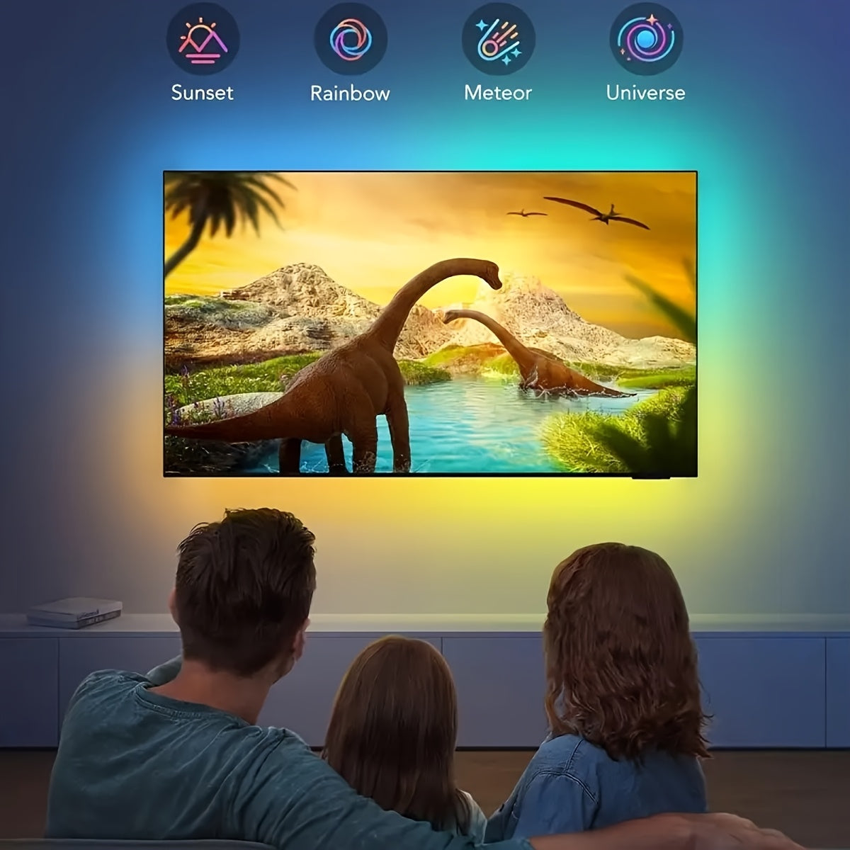 1 pieza de correa de retroiluminación LED para TV con sensor de color AR - Captura colores parciales de la pantalla, experiencia visual única, 12,5 pies para TVs de 55-65 pulgadas, 16,4 pies para TVs de 70-85 pulgadas, monitor, sala de juegos, dormitorio