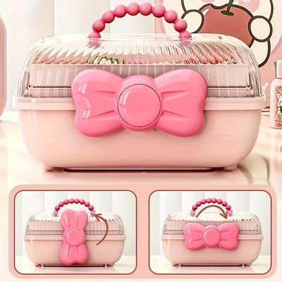 1 Unidad, Caja De Almacenamiento Linda Y De Estilo De Caricatura, De Horquillas Para El Cabello Y Cosméticos, Organizador De Gran Capacidad De Múltiples Capas, Caja De Joyería Transparente, Suministros De Almacenamiento