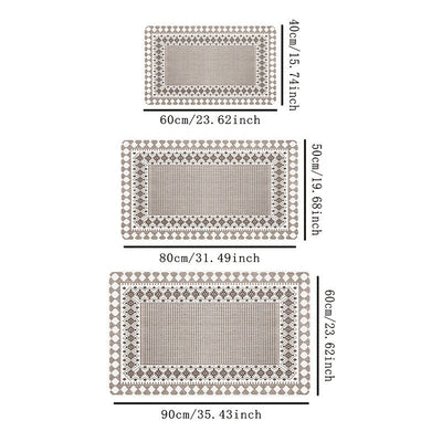 1 pieza de alfombrilla tejida estilo bohemio, alfombrilla rectangular antideslizante, suave y lavable en máquina, fibra de poliéster, adecuada para sala de estar, dormitorio y entrada.