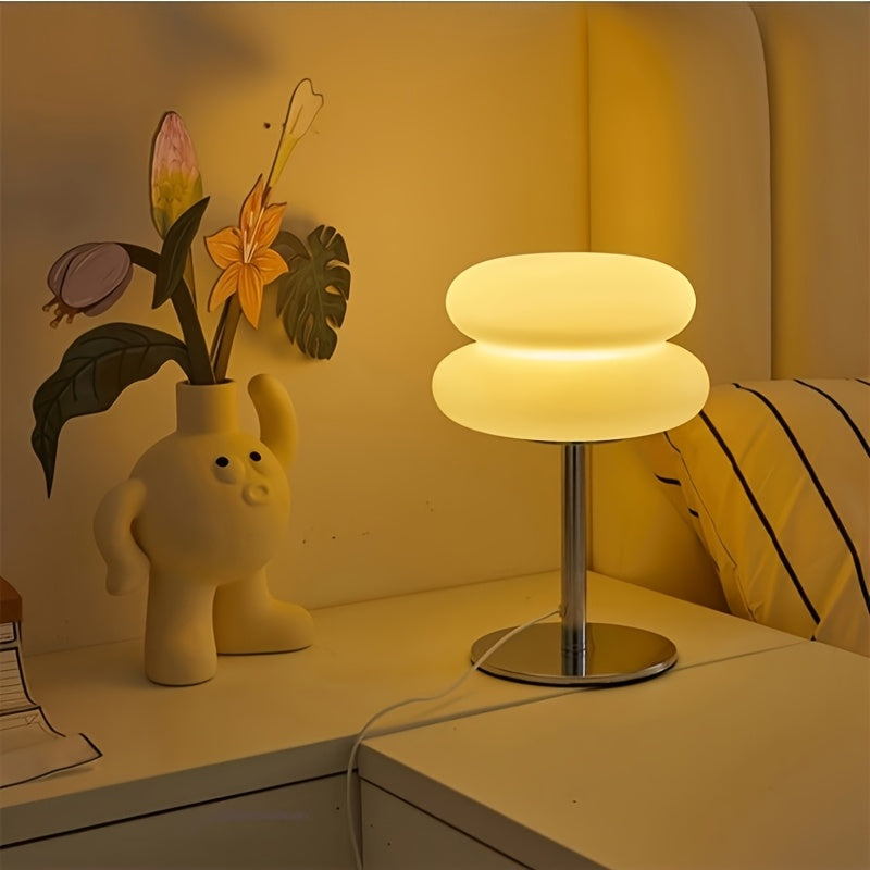 Lámpara de mesa decorativa de diseño vintage, creativa y nórdica, estilo moderno de mediados del siglo XX, lámpara de mesa creativa Bauhaus, dormitorio, estudio, luz nocturna, ambiente retro, lámpara de mesa de pie, cama.